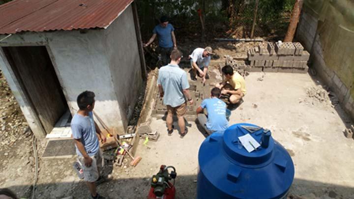 Students working during a mission trip